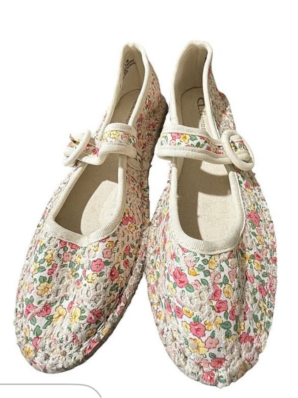 Chinese Laundry Cream Floral Mary Jane Flats